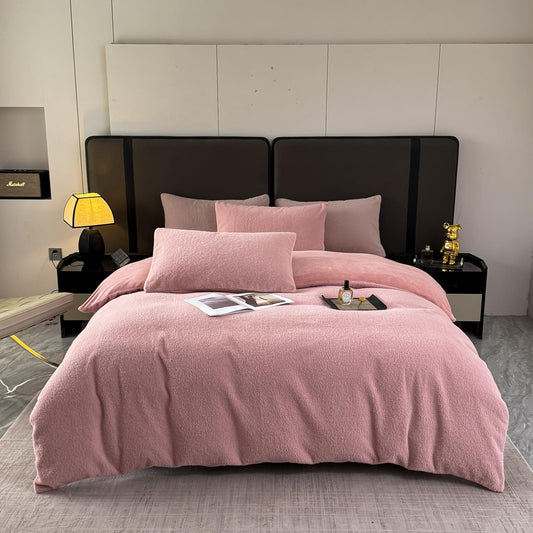 Lenjerie de pat 4 piese Cocolino Catifea pink-LCC01P