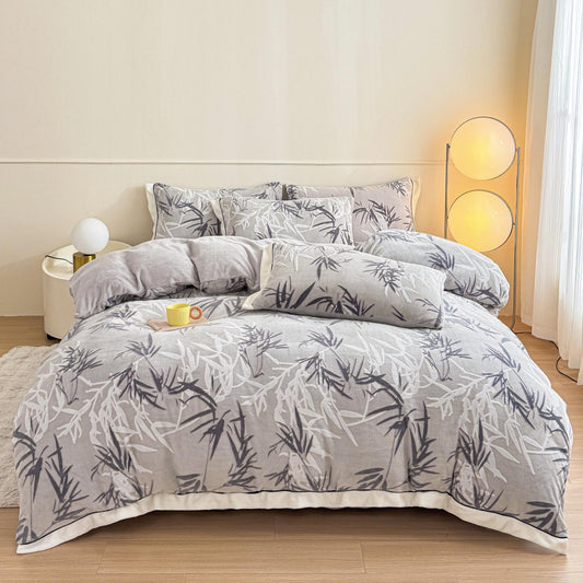 Lenjerie de pat 4 piese Cocolino model Flori - albastru – LCF05A
