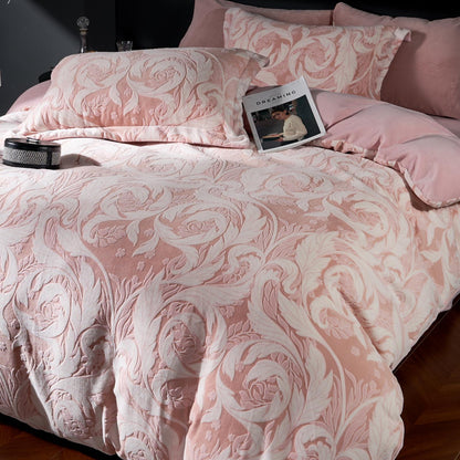 Lenjerie de pat 4 piese Cocolino model Flori - pink – LCF02P