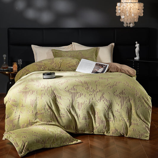 Lenjerie de pat 4 piese Cocolino model Flori - verde – LCF04V