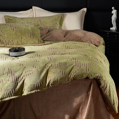 Lenjerie de pat 4 piese Cocolino model Flori - verde – LCF04V
