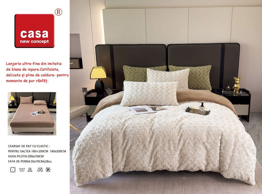 Lenjerie de pat 4 piese Cocolino Trandafir alba - LCT04A
