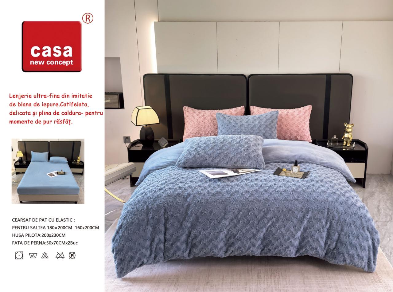 Lenjerie de pat 4 piese Cocolino Trandafir blue - LCT01B