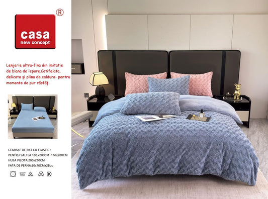 Lenjerie de pat 4 piese Cocolino Trandafir blue - LCT01B