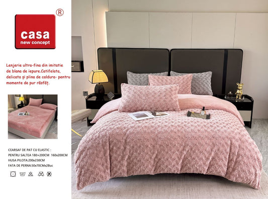 Lenjerie de pat 4 piese Cocolino Trandafir pink - LCT03P