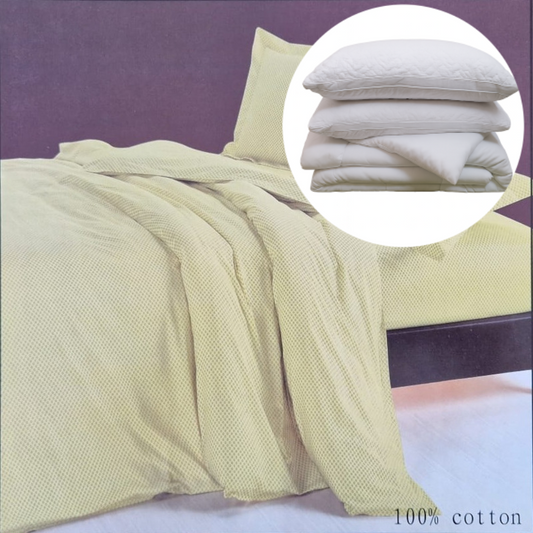 Set Complet: Lenjerie Bumbac Satinat + Pilotă cu 2 Perne, SM-3