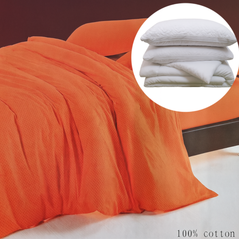 Set Complet: Lenjerie Bumbac Satinat + Pilotă cu 2 Perne, SM-4