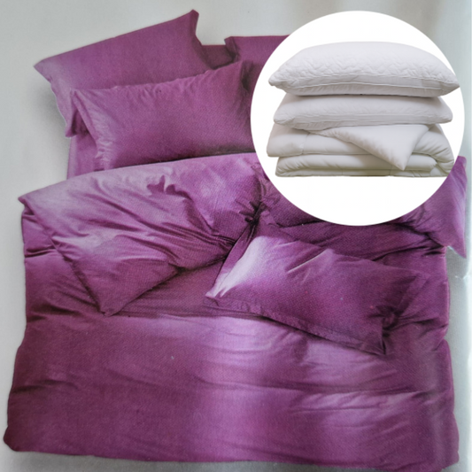 Set Complet: Lenjerie Bumbac Satinat + Pilotă cu 2 Perne, SM-5